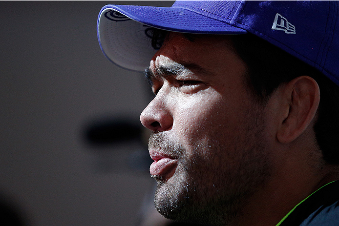 LAS VEGAS, NV - JULY 02: UFC middleweight title challenger Lyoto Machida interacts with media after an open training session ahead of UFC 175 at the Fashion Show Mall on July 2, 2014 in Las Vegas, Nevada. (Photo by Josh Hedges/Zuffa LLC/Zuffa LLC via Ge