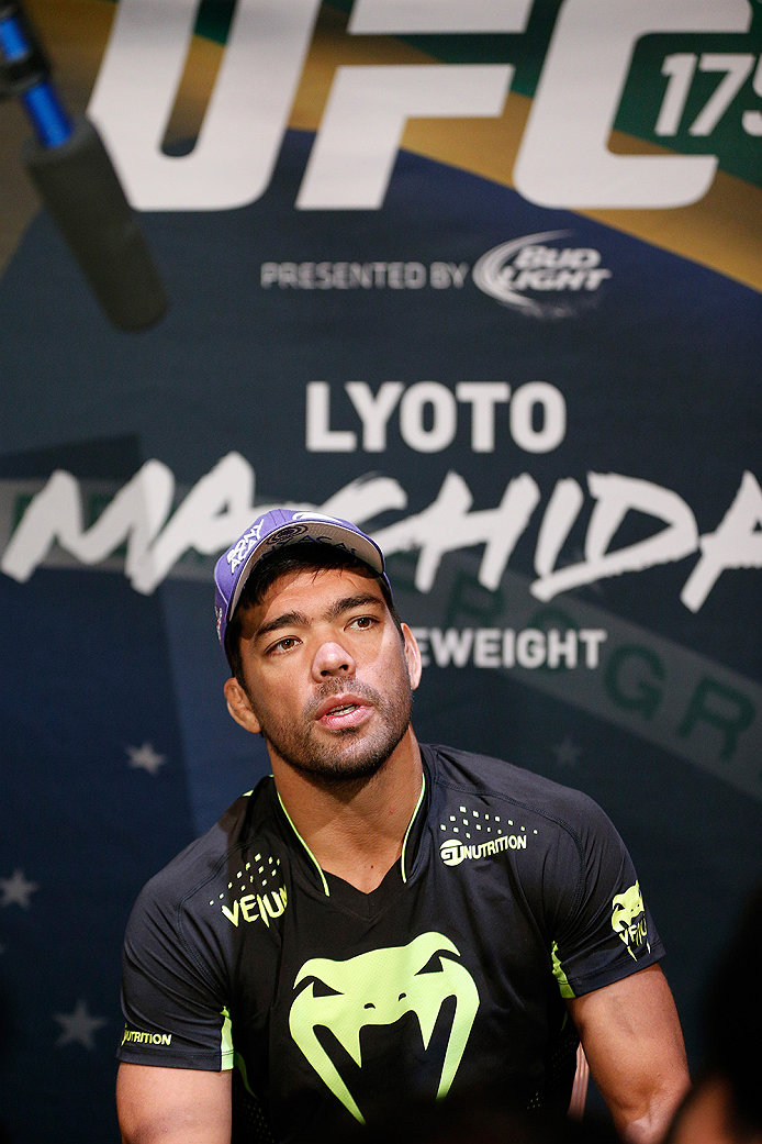 LAS VEGAS, NV - JULY 03: UFC middleweight title challenger Lyoto Machida interacts with media during the UFC Ultimate Media Day at the Mandalay Bay Resort and Casino on July 3, 2014 in Las Vegas, Nevada. (Photo by Josh Hedges/Zuffa LLC/Zuffa LLC via Get