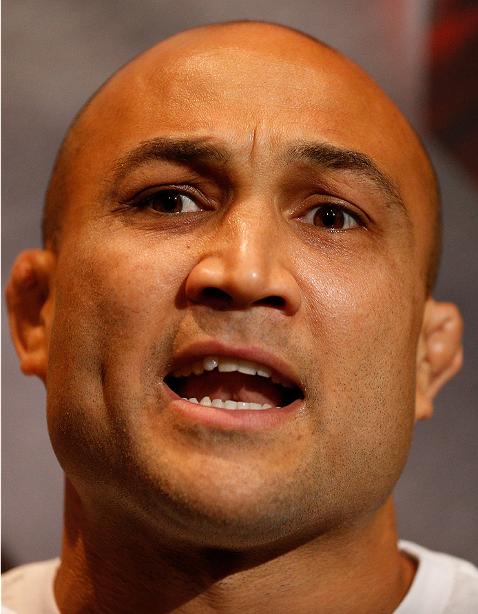 LAS VEGAS, NV - JULY 03: BJ Penn interacts with media during the UFC Ultimate Media Day at the Mandalay Bay Resort and Casino on July 3, 2014 in Las Vegas, Nevada. (Photo by Josh Hedges/Zuffa LLC/Zuffa LLC via Getty Images)