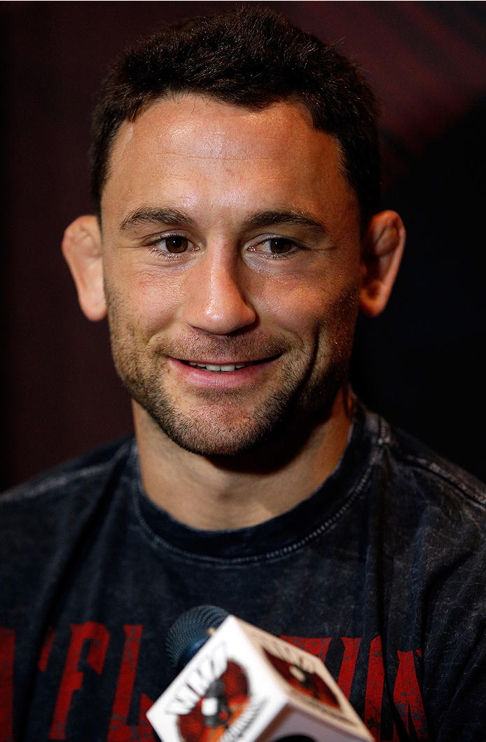 LAS VEGAS, NV - JULY 03: Frankie Edgar interacts with media during the UFC Ultimate Media Day at the Mandalay Bay Resort and Casino on July 3, 2014 in Las Vegas, Nevada. (Photo by Josh Hedges/Zuffa LLC/Zuffa LLC via Getty Images)