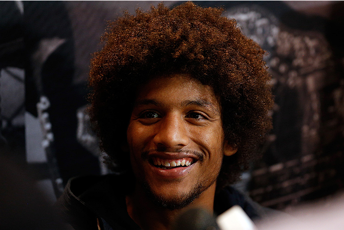 LAS VEGAS, NV - JULY 03: Alex Caceres interacts with media during the UFC Ultimate Media Day at the Mandalay Bay Resort and Casino on July 3, 2014 in Las Vegas, Nevada. (Photo by Josh Hedges/Zuffa LLC/Zuffa LLC via Getty Images)