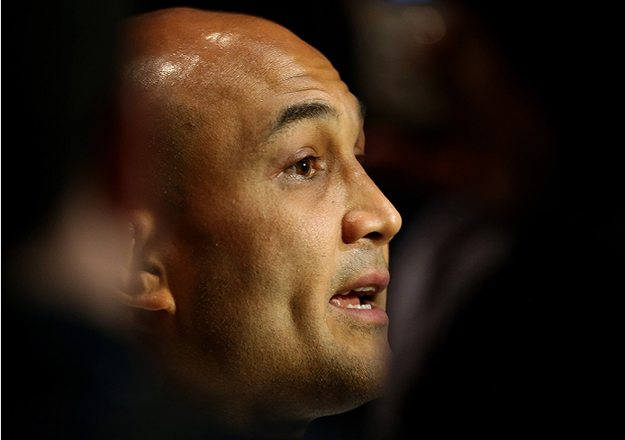 LAS VEGAS, NV - JULY 03: BJ Penn interacts with media during the UFC Ultimate Media Day at the Mandalay Bay Resort and Casino on July 3, 2014 in Las Vegas, Nevada. (Photo by Josh Hedges/Zuffa LLC/Zuffa LLC via Getty Images)