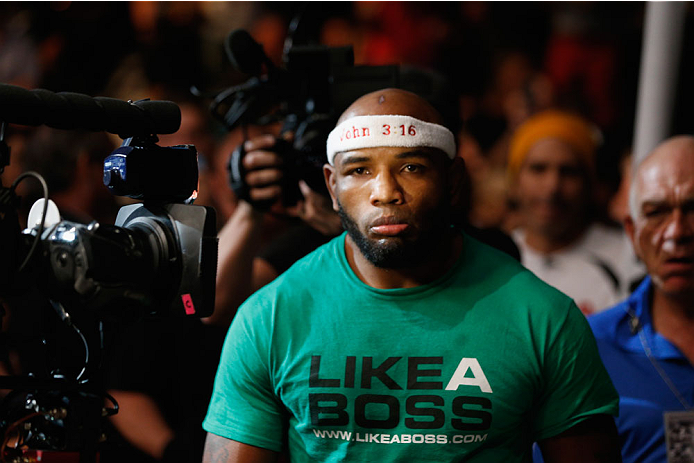 LAS VEGAS, NV - SEPTEMBER 27: Yoel Romero enters the arena in their middleweight fight with Tim Kennedy during the UFC 178 event inside the MGM Grand Garden Arena on September 27, 2014 in Las Vegas, Nevada. (Photo by Josh Hedges/Zuffa LLC/Zuffa LLC via