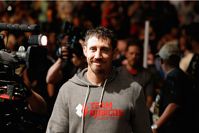 LAS VEGAS, NV - SEPTEMBER 27: Tim Kennedy enters the arena for his fight with Yoel Romero before their middleweight fight during the UFC 178 event inside the MGM Grand Garden Arena on September 27, 2014 in Las Vegas, Nevada. (Photo by Josh Hedges/Zuffa