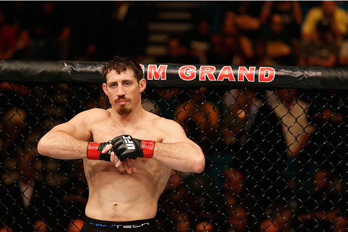 LAS VEGAS, NV - SEPTEMBER 27: Tim Kennedy enters the Octagon for his fight with Yoel Romero in their middleweight fight during the UFC 178 event inside the MGM Grand Garden Arena on September 27, 2014 in Las Vegas, Nevada. (Photo by Josh Hedges/Zuffa LL