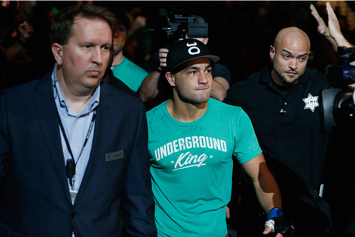 LAS VEGAS, NV - SEPTEMBER 27: Eddie Alvarez enters the arena for his lightweight fight with Donald Cerrone during the UFC 178 event inside the MGM Grand Garden Arena on September 27, 2014 in Las Vegas, Nevada. (Photo by Josh Hedges/Zuffa LLC/Zuffa LLC v