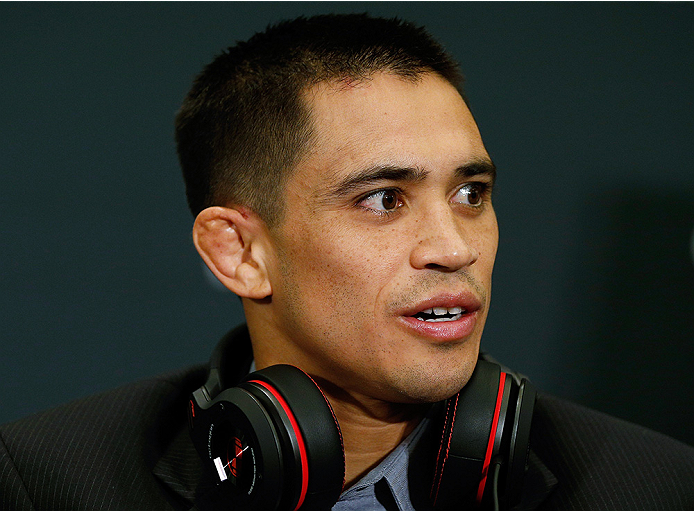 LAS VEGAS, NV - SEPTEMBER 25: Chris Cariaso interacts with media during the UFC 178 Ultimate Media Day at the MGM Grand Hotel/Casino on September 25, 2014 in Las Vegas, Nevada. (Photo by Josh Hedges/Zuffa LLC/Zuffa LLC via Getty Images)