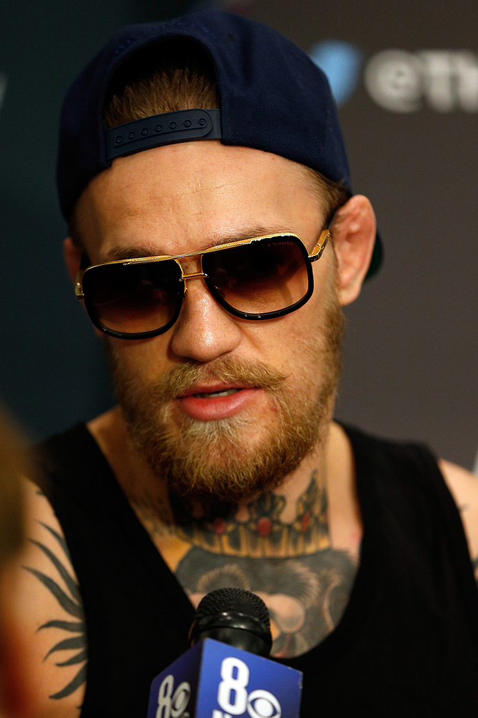 LAS VEGAS, NV - SEPTEMBER 25: Conor McGregor of Ireland interacts with media during the UFC 178 Ultimate Media Day at the MGM Grand Hotel/Casino on September 25, 2014 in Las Vegas, Nevada. (Photo by Josh Hedges/Zuffa LLC/Zuffa LLC via Getty Images)