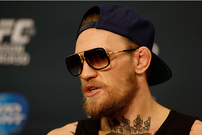 LAS VEGAS, NV - SEPTEMBER 25: Conor McGregor of Ireland interacts with media during the UFC 178 Ultimate Media Day at the MGM Grand Hotel/Casino on September 25, 2014 in Las Vegas, Nevada. (Photo by Josh Hedges/Zuffa LLC/Zuffa LLC via Getty Images)