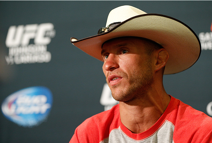 LAS VEGAS, NV - SEPTEMBER 25: Donald "Cowboy" Cerrone interacts with media during the UFC 178 Ultimate Media Day at the MGM Grand Hotel/Casino on September 25, 2014 in Las Vegas, Nevada. (Photo by Josh Hedges/Zuffa LLC/Zuffa LLC via Getty Images)