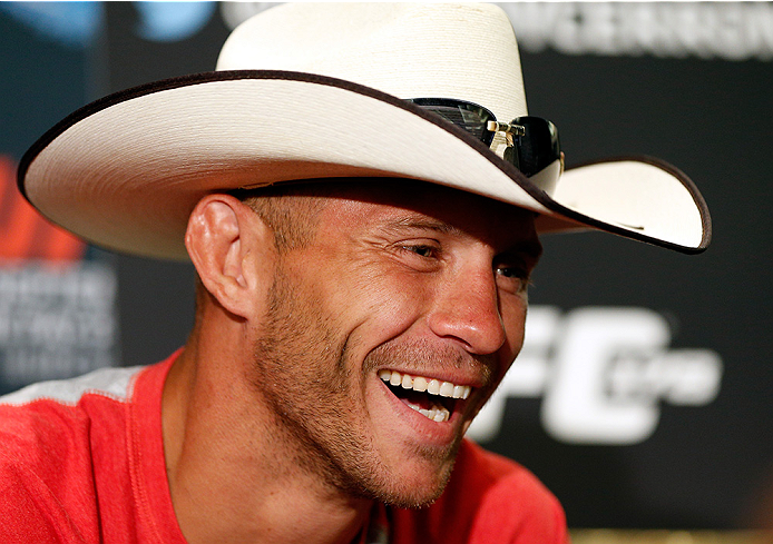 LAS VEGAS, NV - SEPTEMBER 25: Donald "Cowboy" Cerrone interacts with media during the UFC 178 Ultimate Media Day at the MGM Grand Hotel/Casino on September 25, 2014 in Las Vegas, Nevada. (Photo by Josh Hedges/Zuffa LLC/Zuffa LLC via Getty Images)