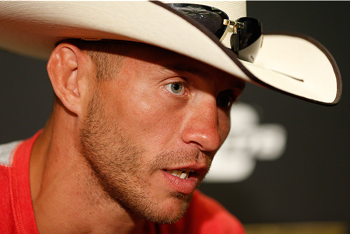 LAS VEGAS, NV - SEPTEMBER 25: Donald "Cowboy" Cerrone interacts with media during the UFC 178 Ultimate Media Day at the MGM Grand Hotel/Casino on September 25, 2014 in Las Vegas, Nevada. (Photo by Josh Hedges/Zuffa LLC/Zuffa LLC via Getty Images)