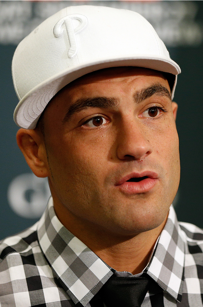 LAS VEGAS, NV - SEPTEMBER 25: Eddie Alvarez interacts with media during the UFC 178 Ultimate Media Day at the MGM Grand Hotel/Casino on September 25, 2014 in Las Vegas, Nevada. (Photo by Josh Hedges/Zuffa LLC/Zuffa LLC via Getty Images)