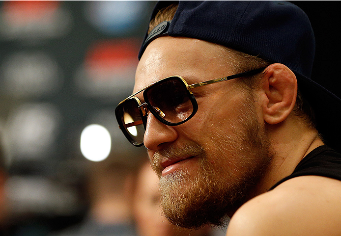 LAS VEGAS, NV - SEPTEMBER 25: Conor McGregor of Ireland interacts with media during the UFC 178 Ultimate Media Day at the MGM Grand Hotel/Casino on September 25, 2014 in Las Vegas, Nevada. (Photo by Josh Hedges/Zuffa LLC/Zuffa LLC via Getty Images)