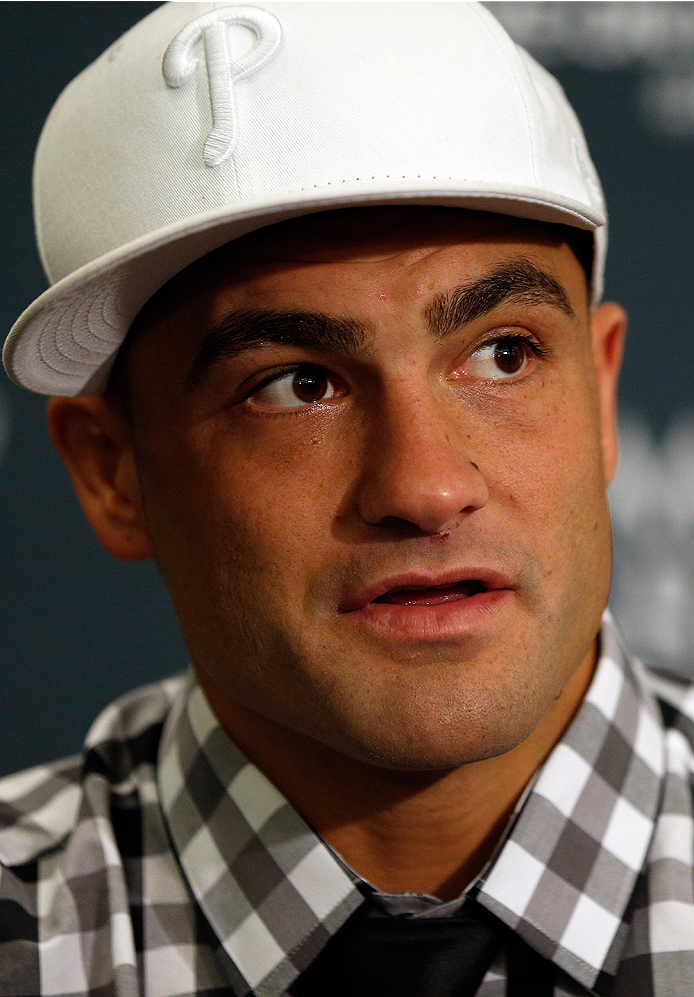 LAS VEGAS, NV - SEPTEMBER 25: Eddie Alvarez interacts with media during the UFC 178 Ultimate Media Day at the MGM Grand Hotel/Casino on September 25, 2014 in Las Vegas, Nevada. (Photo by Josh Hedges/Zuffa LLC/Zuffa LLC via Getty Images)