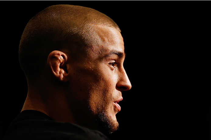 LAS VEGAS, NV - SEPTEMBER 25: Dustin Poirier interacts with media during the UFC 178 Ultimate Media Day at the MGM Grand Hotel/Casino on September 25, 2014 in Las Vegas, Nevada. (Photo by Josh Hedges/Zuffa LLC/Zuffa LLC via Getty Images)