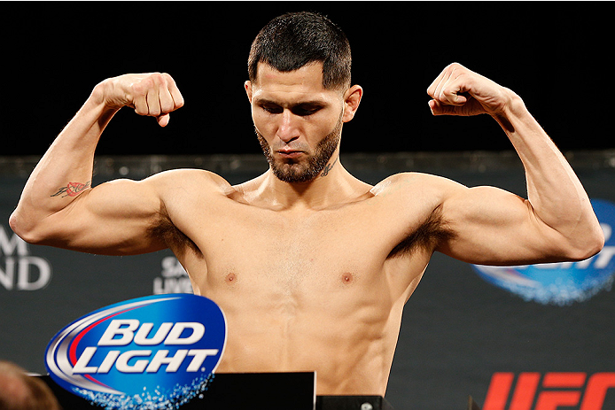 LAS VEGAS, NV - SEPTEMBER 26: Jorge Masvidal of Cuba weighs in during the UFC 178 weigh-in at the MGM Grand Conference Center on September 26, 2014 in Las Vegas, Nevada. (Photo by Josh Hedges/Zuffa LLC/Zuffa LLC via Getty Images)