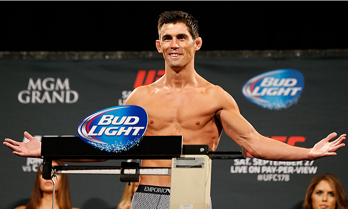 LAS VEGAS, NV - SEPTEMBER 26: Dominick Cruz weighs in during the UFC 178 weigh-in at the MGM Grand Conference Center on September 26, 2014 in Las Vegas, Nevada. (Photo by Josh Hedges/Zuffa LLC/Zuffa LLC via Getty Images)