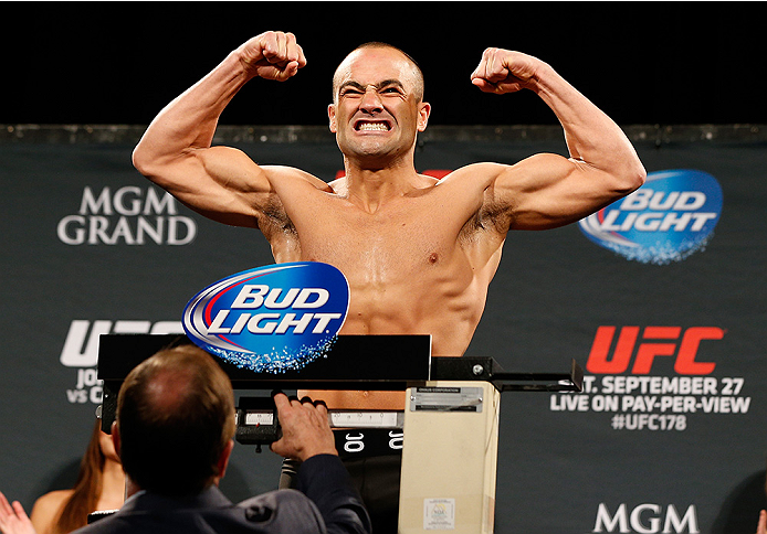 LAS VEGAS, NV - SEPTEMBER 26: Eddie Alvarez weighs in during the UFC 178 weigh-in at the MGM Grand Conference Center on September 26, 2014 in Las Vegas, Nevada. (Photo by Josh Hedges/Zuffa LLC/Zuffa LLC via Getty Images)