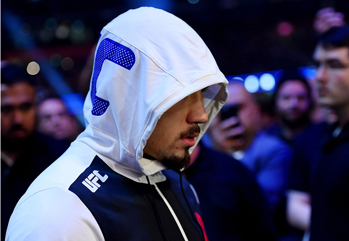 MELBOURNE, AUSTRALIA - NOVEMBER 15: Robert Whittaker walks to the Octagon before fighting against Uriah Hall (not pictured) in their middleweight bout during the UFC 193 event at Etihad Stadium on November 15, 2015 in Melbourne, Australia. (Photo by Jos