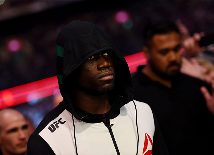 MELBOURNE, AUSTRALIA - NOVEMBER 15: Uriah Hall walks to the Octagon before fighting against Robert Whittaker (not pictured) in their middleweight bout during the UFC 193 event at Etihad Stadium on November 15, 2015 in Melbourne, Australia. (Photo by Jos