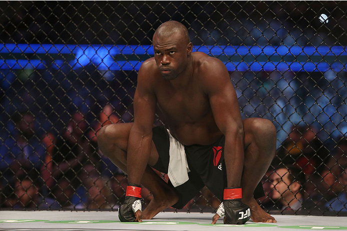 MELBOURNE, AUSTRALIA - NOVEMBER 15: Uriah Hall of Jamaica looks on prior to his bout against Robert Whittaker of New Zealand in their middleweight bout during the UFC 193 event at Etihad Stadium on November 15, 2015 in Melbourne, Australia. (Photo by Pa