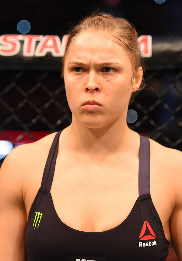 MELBOURNE, AUSTRALIA - NOVEMBER 15: Ronda Rousey looks on before facing Holly Holm (not pictured) in their UFC women's bantamweight championship bout during the UFC 193 event at Etihad Stadium on November 15, 2015 in Melbourne, Australia. (Photo by Josh