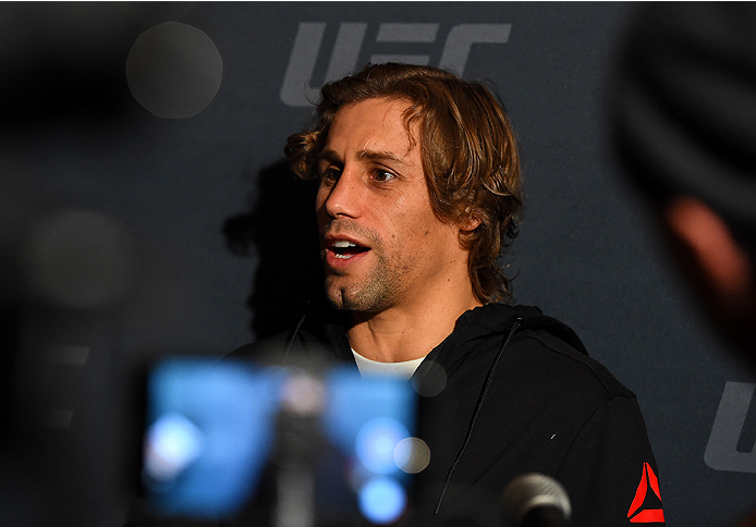 LAS VEGAS, NV - DECEMBER 09: Urijah Faber interacts with media during the UFC Ultimate Media Day at MGM Grand Hotel & Casino on December 9, 2015 in Las Vegas, Nevada. (Photo by Josh Hedges/Zuffa LLC/Zuffa LLC via Getty Images)