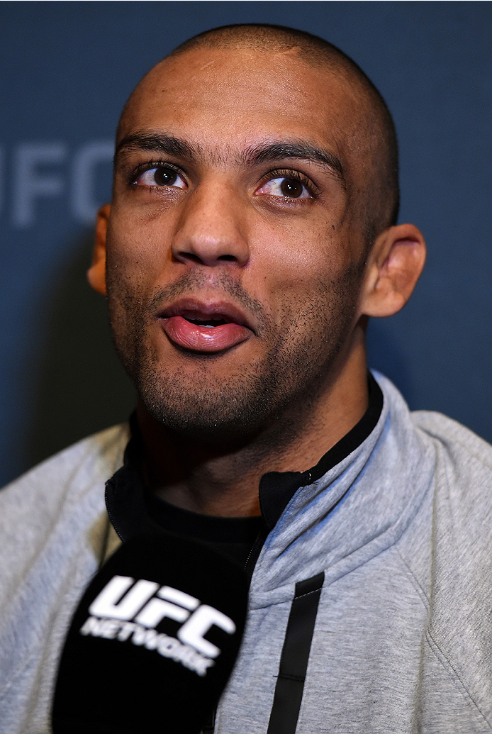 LAS VEGAS, NV - DECEMBER 09: Edson Barboza of Brazil interacts with media during the UFC Ultimate Media Day at MGM Grand Hotel & Casino on December 9, 2015 in Las Vegas, Nevada. (Photo by Josh Hedges/Zuffa LLC/Zuffa LLC via Getty Images)