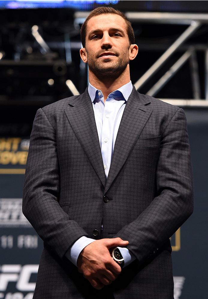 LAS VEGAS, NV - DECEMBER 09: Luke Rockhold poses for photos during the UFC Press Conference inside MGM Grand Garden Arena on December 9, 2015 in Las Vegas, Nevada. (Photo by Josh Hedges/Zuffa LLC/Zuffa LLC via Getty Images)