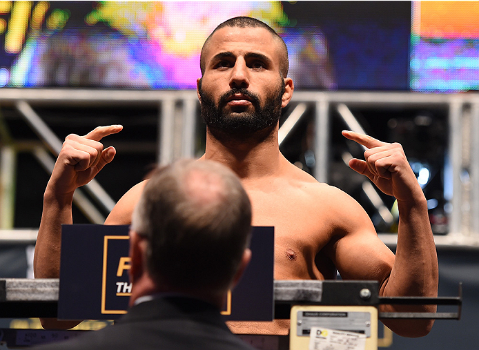 LAS VEGAS, NV - DECEMBER 11: John Makdessi of Canada weighs in during the UFC 194 weigh-in inside MGM Grand Garden Arena on December 10, 2015 in Las Vegas, Nevada. (Photo by Josh Hedges/Zuffa LLC/Zuffa LLC via Getty Images)