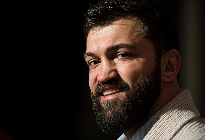 LAS VEGAS, NEVADA - DECEMBER 31: Andrei Arlovski speaks to the media during the Ultimate Media Day at the MGM Grand Hotel/Casino on December 31, 2015 in Las Vegas Nevada. (Photo by Brandon Magnus/Zuffa LLC/Zuffa LLC via Getty Images)