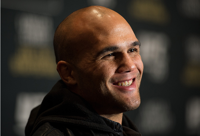 LAS VEGAS, NEVADA - DECEMBER 31: UFC welterweight champion Robbie Lawler speaks to the media during the Ultimate Media Day at the MGM Grand Hotel/Casino on December 31, 2015 in Las Vegas Nevada. (Photo by Brandon Magnus/Zuffa LLC/Zuffa LLC via Getty Imag