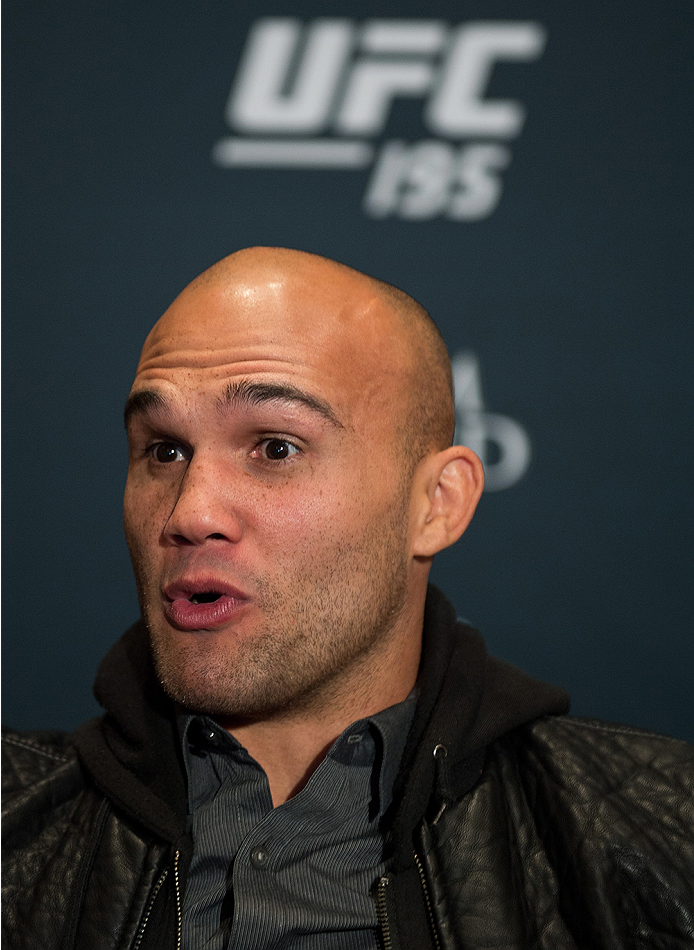 LAS VEGAS, NEVADA - DECEMBER 31: UFC welterweight champion Robbie Lawler speaks to the media during the Ultimate Media Day at the MGM Grand Hotel/Casino on December 31, 2015 in Las Vegas Nevada. (Photo by Brandon Magnus/Zuffa LLC/Zuffa LLC via Getty Imag