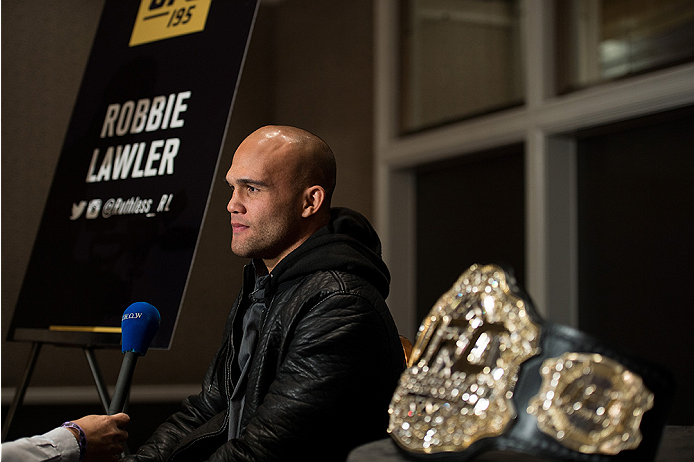 LAS VEGAS, NEVADA - DECEMBER 31: UFC welterweight champion Robbie Lawler speaks to the media during the Ultimate Media Day at the MGM Grand Hotel/Casino on December 31, 2015 in Las Vegas Nevada. (Photo by Brandon Magnus/Zuffa LLC/Zuffa LLC via Getty Imag