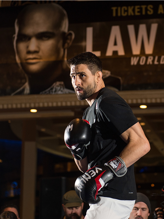 LAS VEGAS, NEVADA - DECEMBER 30: Carlos Condit holds an open training session for fans and media at the MGM Grand Hotel/Casino on December 30, 2015 in Las Vegas Nevada. (Photo by Brandon Magnus/Zuffa LLC/Zuffa LLC via Getty Images)