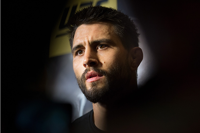 LAS VEGAS, NEVADA - DECEMBER 30: Carlos Condit speaks to the media at the MGM Grand Hotel/Casino on December 30, 2015 in Las Vegas Nevada. (Photo by Brandon Magnus/Zuffa LLC/Zuffa LLC via Getty Images)