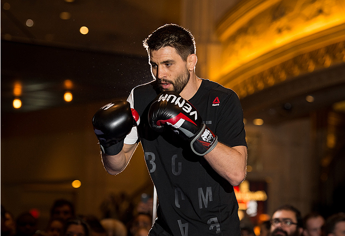 LAS VEGAS, NEVADA - DECEMBER 30: Carlos Condit holds an open training session for fans and media at the MGM Grand Hotel/Casino on December 30, 2015 in Las Vegas Nevada. (Photo by Brandon Magnus/Zuffa LLC/Zuffa LLC via Getty Images)