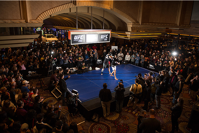 LAS VEGAS, NEVADA - DECEMBER 30: Carlos Condit holds an open training session for fans and media at the MGM Grand Hotel/Casino on December 30, 2015 in Las Vegas Nevada. (Photo by Brandon Magnus/Zuffa LLC/Zuffa LLC via Getty Images)