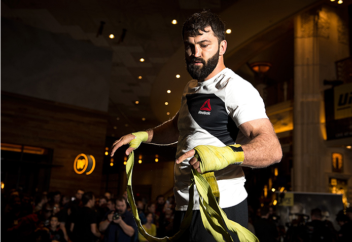 LAS VEGAS, NEVADA - DECEMBER 30: Andrei Arlovski holds an open training session for fans and media at the MGM Grand Hotel/Casino on December 30, 2015 in Las Vegas Nevada. (Photo by Brandon Magnus/Zuffa LLC/Zuffa LLC via Getty Images)