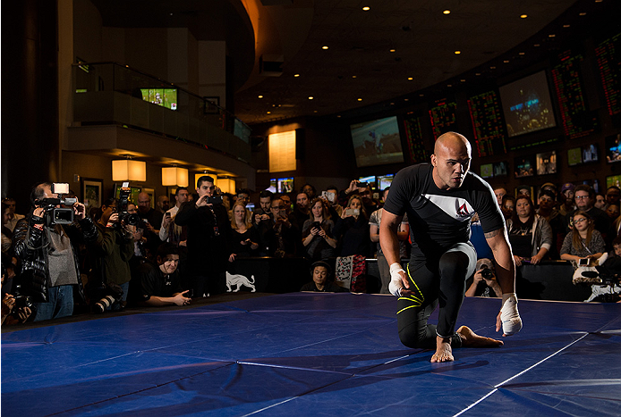 LAS VEGAS, NEVADA - DECEMBER 30: UFC welterweight champion Robbie Lawler holds an open training session for fans and media at the MGM Grand Hotel/Casino on December 30, 2015 in Las Vegas Nevada. (Photo by Brandon Magnus/Zuffa LLC/Zuffa LLC via Getty Ima