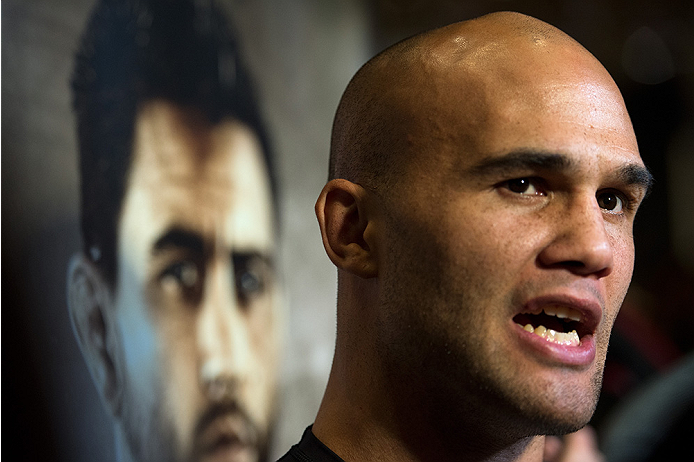 LAS VEGAS, NEVADA - DECEMBER 30: UFC welterweight champion Robbie Lawler speaks to the media at the MGM Grand Hotel/Casino on December 30, 2015 in Las Vegas Nevada. (Photo by Brandon Magnus/Zuffa LLC/Zuffa LLC via Getty Images)