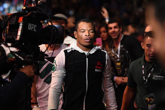 CURITIBA, BRAZIL - MAY 14: Francisco Trinaldo of Brazil enters the arena before facing Yancy Medeiros in their lightweight bout during the UFC 198 event at Arena da Baixada stadium on May 14, 2016 in Curitiba, Parana, Brazil. (Photo by Josh Hedges/Zuffa