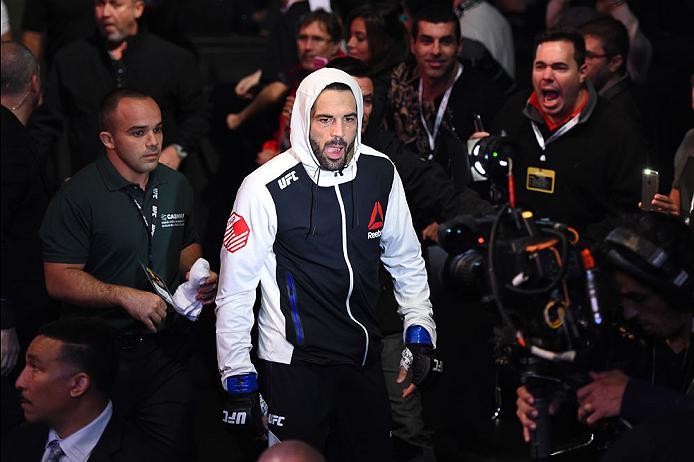 CURITIBA, BRAZIL - MAY 14: Matt Brown enters the stadium before facing Demian Maia of Brazil in their welterweight bout during the UFC 198 event at Arena da Baixada stadium on May 14, 2016 in Curitiba, Parana, Brazil. (Photo by Josh Hedges/Zuffa LLC/Zuf