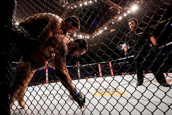 CURITIBA, BRAZIL - MAY 14: Demian Maia of Brazil competes Matt Brown of the United States in their welterweight bout during the UFC 198 at Arena da Baixada stadium on May 14, 2016 in Curitiba, Brazil. (Photo by Buda Mendes/Zuffa LLC/Zuffa LLC via Getty Im