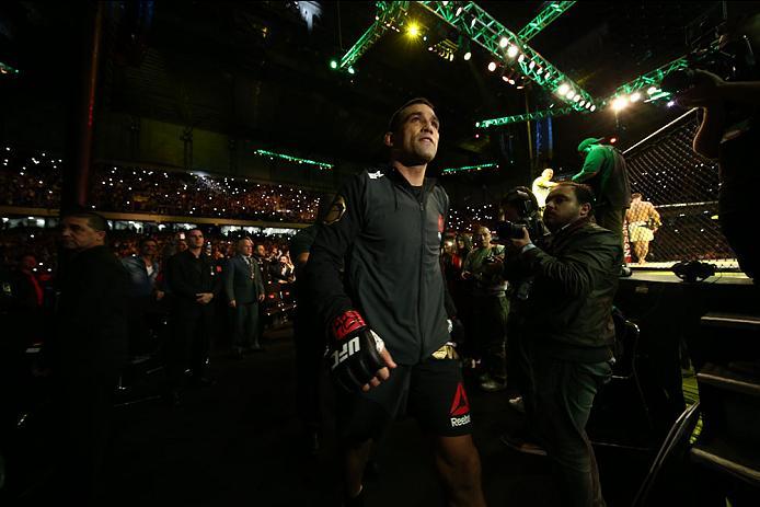 CURITIBA, BRAZIL - MAY 14: Fabricio Werdum of Brazil prepares to enter the Octagon before facing Stipe Miocic of the United States in their heavyweight bout during the UFC 198 at Arena da Baixada stadium on May 14, 2016 in Curitiba, Brazil. (Photo by Buda