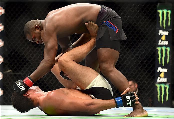 INGLEWOOD, CA - JUNE 04: Jonathan Wilson and Henrique da Silva wrestle in their light heavyweight bout during the UFC 199 event at The Forum on June 4, 2016 in Inglewood, California. (Photo by Harry How/Zuffa LLC/Zuffa LLC via Getty Images)