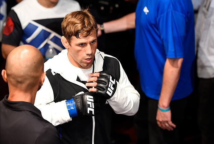 INGLEWOOD, CA - JUNE 04: Urijah Faber walks to the Octagon for his fight against Dominick Cruz in their UFC bantamweight championship bout during the UFC 199 event at The Forum on June 4, 2016 in Inglewood, California. (Photo by Josh Hedges/Zuffa LLC/Zu
