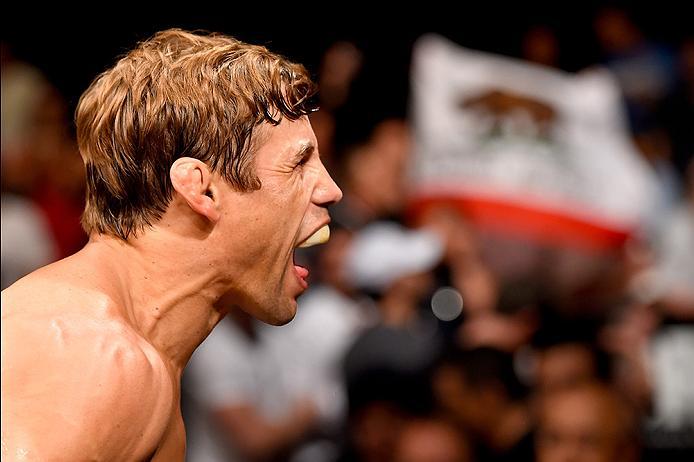 INGLEWOOD, CA - JUNE 04: Urijah Faber walks to the Octagon for his fight against Dominick Cruz in their UFC bantamweight championship bout during the UFC 199 event at The Forum on June 4, 2016 in Inglewood, California. (Photo by Josh Hedges/Zuffa LLC/Zu