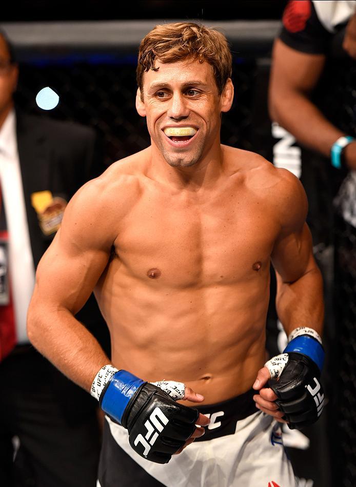 INGLEWOOD, CA - JUNE 04: Urijah Faber walks to the Octagon for his fight against Dominick Cruz in their UFC bantamweight championship bout during the UFC 199 event at The Forum on June 4, 2016 in Inglewood, California. (Photo by Josh Hedges/Zuffa LLC/Zuf